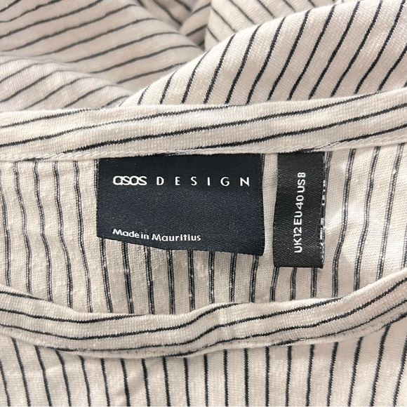 ASOS DESIGN oversized mini smock dress dropped waist black white stripe - Picture 4 of 4